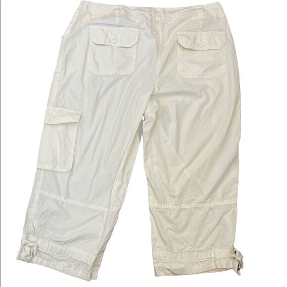 JONES NEW YORK White Casual Cargo Cotton Cropped Wide Leg Capri Pant 12 - Picture 3 of 8